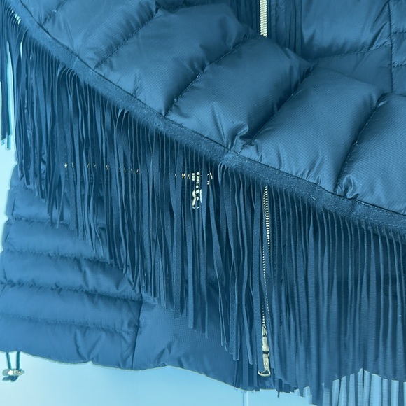 Bogner black ski jacket with lamb fur removable collar and suede fringe XS $2200 - Picture 4 of 16